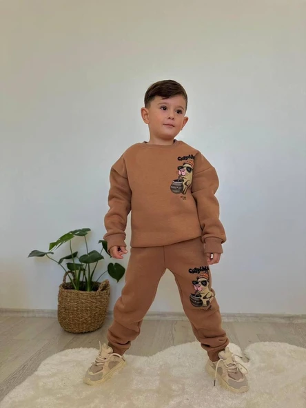 Cg Kids Capybara Erkek Çocuk 3 iplik Şardon Kumaş Alt Üst Takım Süper Kalite Sırt Baskı Detaylı