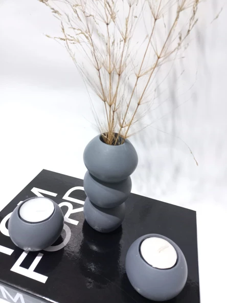 BALON VAZO İKİLİ MUMLUK SET RANDOM DEKOR ürün görseli 1