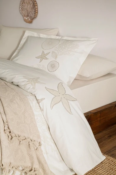 Özdilek Corallino Bej Çift Kişilik %100 Pamuk Nevresim Takımı - 3