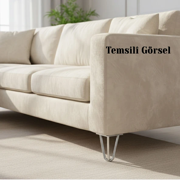 4 Adet Mobilya Ayağı Üçgen Modern Tasarım Koltuk Sehpa Masa TV Ünitesi Uyumlu 12 cm Krom Gümüş Metal - Resim 4