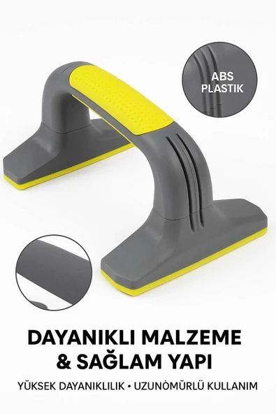Kaymaz Tabanlı Push-Up Standı – Ev ve Salon Kullanımına Uygun Güçlü Destek Aparatı Sarı - Resim 5