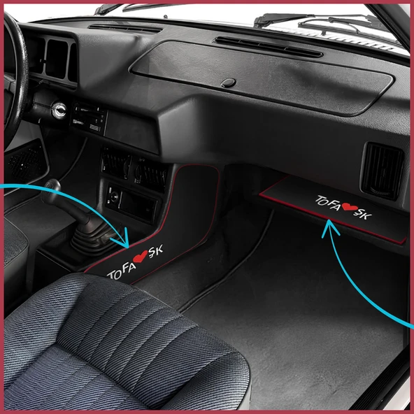 Tofaş Şahin Doğan Kartal Uyumlu Siyah Vites Orta Konsol Yan Koruma Halısı & Torpido Alt Sehpa Halısı - Resim 2