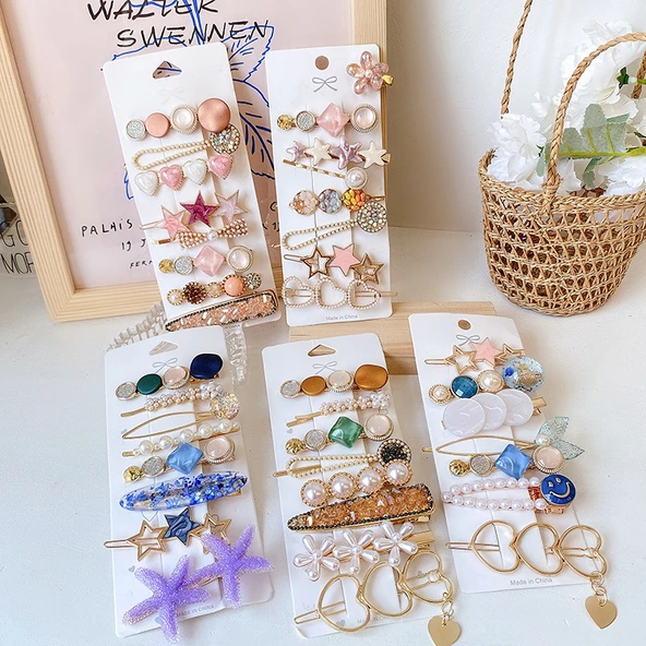 Mucize Home Yeni Trend Moda 8'Li Büyük Klips Çıtçıt Pens Toka Seti Saç Koparmayan  (Trend Karışık Modeller) ürün görseli