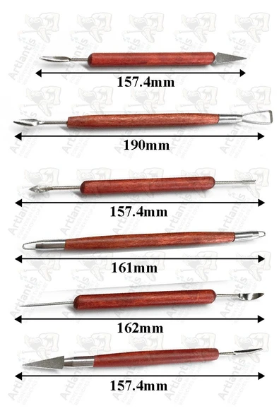 Seramik Kil Çömlek Şekillendirici Ahşap Saplı 6 Parça 1 Paket Seramik Modelaj Oyma ve Temizleme Seti Ebeşuar Heykel Hobi Tasarım - Resim 3