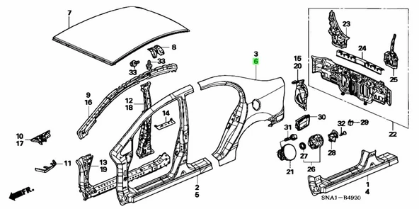 Honda Camurluk Arka Sol CIVIC 2006-2011 - Orjınal 04646snau00zz ürün görseli 1