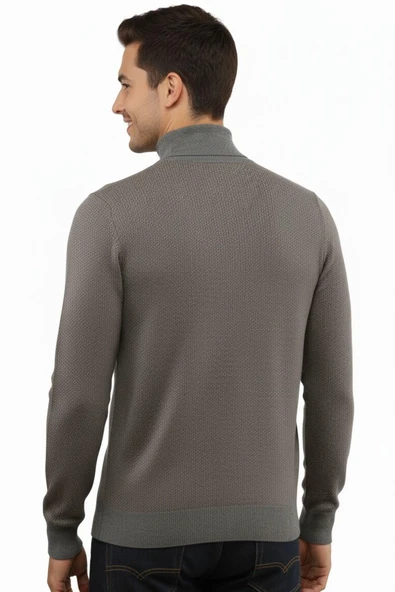 Erkek Yarım Balıkçı Kazak Çelik Örgü Regular Kalıp 5206B BGL-ST04853 - Resim 9