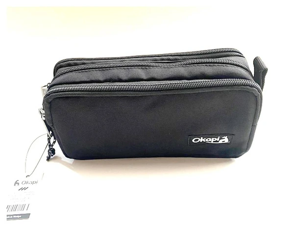 Okapi Kalem Çantası 3 Gözlü Okp-101 Siyah ürün görseli