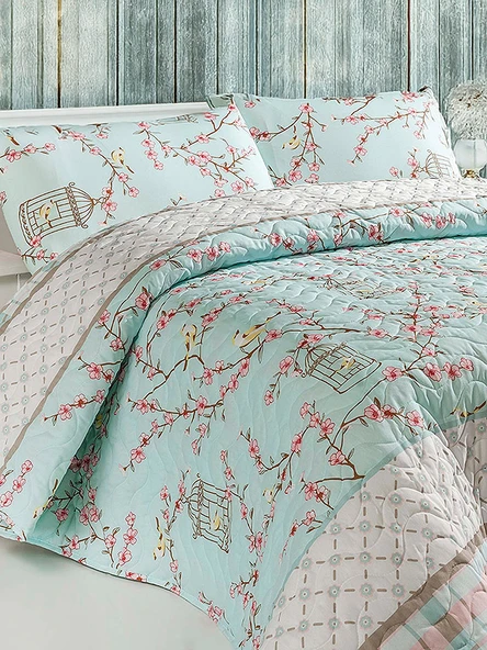 Çok Amaçlı Battal Boy Kapitone Yatak Örtüsü 240x225 Cm Turkuaz ürün görseli 1