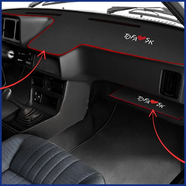 Tofaş Şahin Doğan Kartal Düşük (Alçak) Torpido Koruma Halısı & Alt Sehpa Halısı - Nakışlı Tasarım ürün görseli