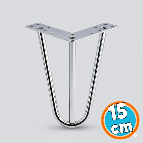 4 Adet Mobilya Ayağı Üçgen Modern Tasarım Koltuk Sehpa Masa TV Ünitesi Uyumlu 15 cm Gümüş Krom Metal - Resim 7