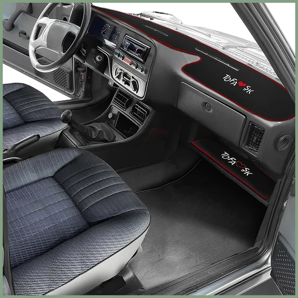 Tofaş Şahin Doğan Kartal Yüksek Torpido Siyah Koruma Halısı & Alt Sehpa Halısı - Nakışlı Şık Tasarım - Resim 2