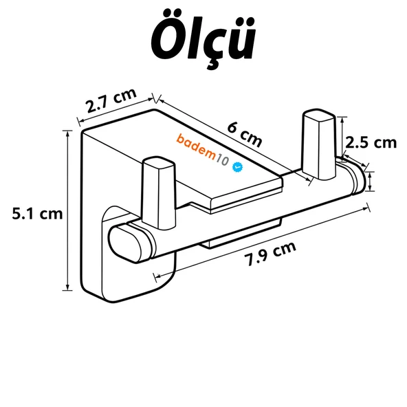 Siyah İkili Askılık Vidalı Paslanmaz Metal Duvar Askısı Banyo Mutfak Tuvalet İçin Modern Şık Tasarım - Resim 3
