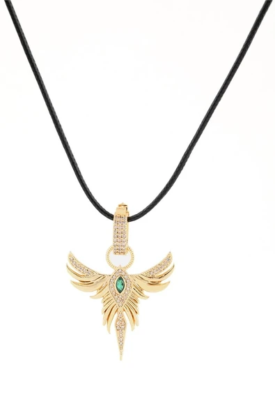 Anka Kuşu Yeşil Taşlı Gold Çelik Kadın Kolye