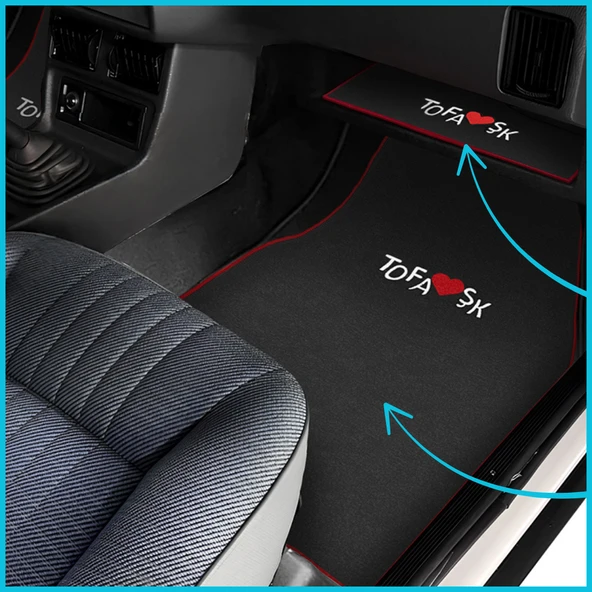 Tofaş Şahin Doğan Kartal Nakışlı Siyah Renk Oto Halı Paspas & Tofaş Siyah Torpido Alt Kaplama Örtüsü ürün görseli