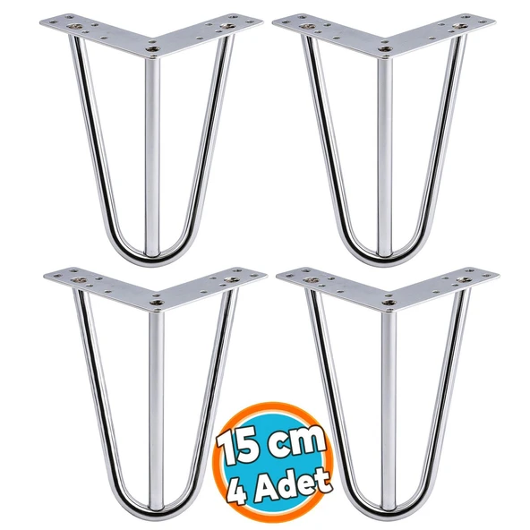 4 Adet Mobilya Ayağı Üçgen Modern Tasarım Koltuk Sehpa Masa TV Ünitesi Uyumlu 15 cm Gümüş Krom Metal ürün görseli