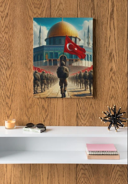 Filistin Tablosu - Dini Tablolar ve İslami Tablo Türk Askeri ve Türk Bayrağı Kudüs - 2