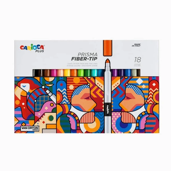 Carioca Plus Prisma Fiber Uçlu Keçeli Boya Kalemi 18'li ürün görseli