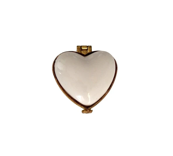 Porselen işlemeli likalı hokka, şık kaliteli zarif hokka, mürekkep kutusu, kalpli beyaz - Resim 4