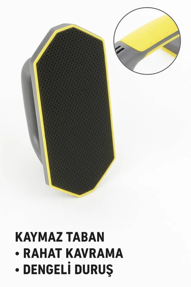 Kaymaz Tabanlı Push-Up Standı – Ev ve Salon Kullanımına Uygun Güçlü Destek Aparatı Sarı - Resim 4