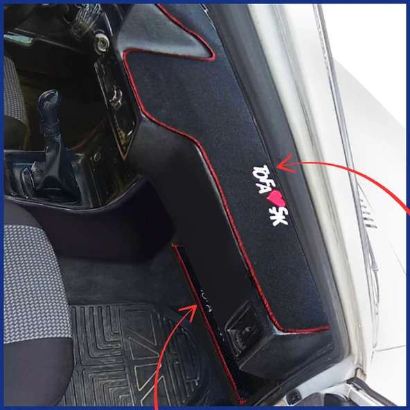 Tofaş Şahin Doğan Kartal Düşük (Alçak) Torpido Koruma Halısı & Alt Sehpa Halısı - Nakışlı Tasarım - Resim 3