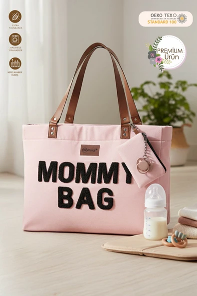 Panama Bag,Anne Bebek Bakım Çantası,Mommy Bag,Cüzdan Hediyeli, XL Büyük Boy, Essential Edit Serisi, Pudra - 5
