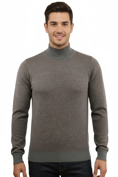 Erkek Yarım Balıkçı Kazak Çelik Örgü Regular Kalıp 5206B BGL-ST04853 - Resim 4