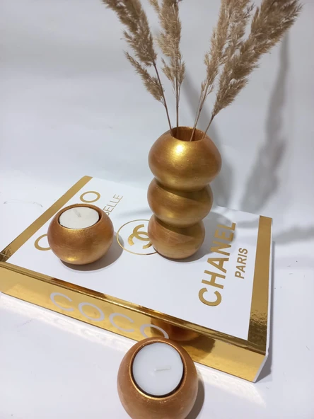 BALON VAZO İKİLİ MUMLUK SET RANDOM DEKOR - Resim 2