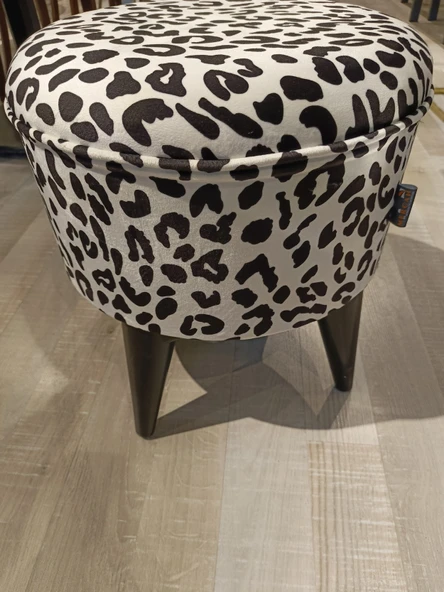 MERCAN MOBİLYA LEOPAR DESENLİ  PUF BENCH YUVARLAK PUF - 5