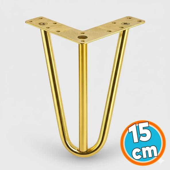 Mobilya Ayak Ayağı Üçgen Modern Tasarım Koltuk Sehpa Masa TV Ünitesi 15 cm Gold Altın Metal ürün görseli