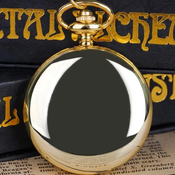 Lüx Gold Renk Köstekli Cep Saati Kadın Kolye ürün görseli