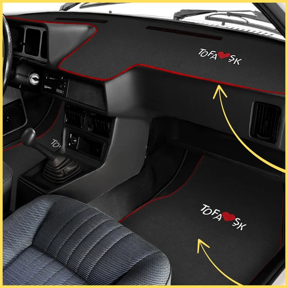 Tofaş Şahin Doğan Kartal Düşük (Alçak) Torpido Halısı & Siyah Oto Halı Paspas - Nakışlı Tasarım ürün görseli