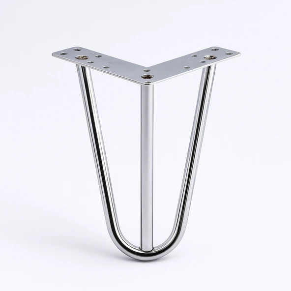 4 Adet Mobilya Ayağı Üçgen Modern Tasarım Koltuk Sehpa Masa TV Ünitesi Uyumlu 15 cm Gümüş Krom Metal - Resim 6
