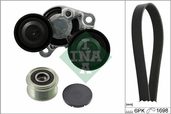 INA 529020620 KANALLI KAYIS SETI BMW N47 N57 BMW F20 E90 F30 F34 F32 F36 F07 F10 F06 F12 F13 F01 F02 E84 F25 F26 F 15 F16 11287810807-12318579420-6PK1698 ürün görseli 1