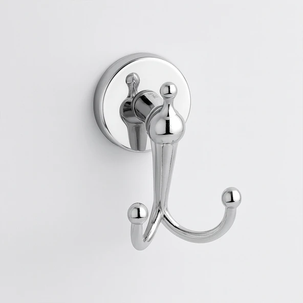 Dolce Krom Gümüş İkili Askılık Vidalı Paslanmaz Metal Duvar Askısı Banyo Wc Mutfak İçin Dayanıklı ürün görseli