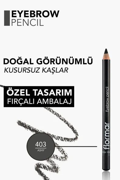 Flormar Doğal Görünüm Veren Fırça Kapaklı & Yumuşak Uçlu Kaş Kalemi 403 ASHY - Resim 4