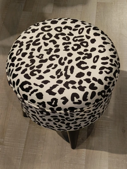 MERCAN MOBİLYA LEOPAR DESENLİ  PUF BENCH YUVARLAK PUF