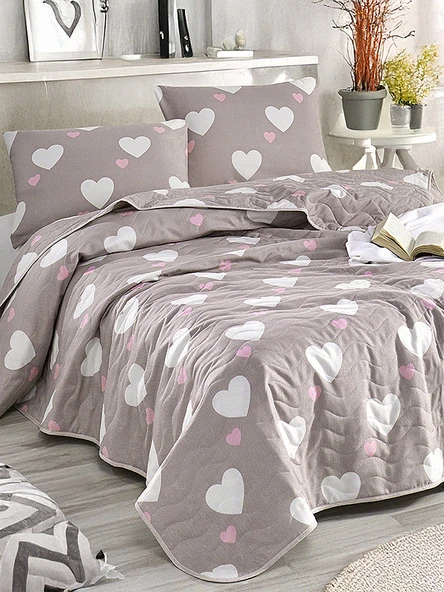 Çok Amaçlı Battal Boy Kapitone Yatak Örtüsü 240x225 Cm Gül Kurusu ürün görseli 1