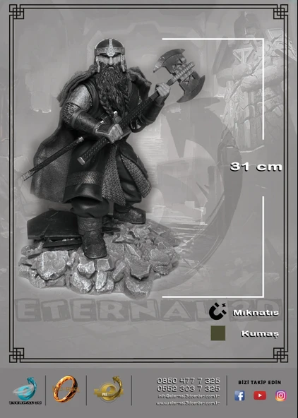 Lord Of The Rings Yüzüklerin Efendisi - Gimli Ready to Fight - Resim 2
