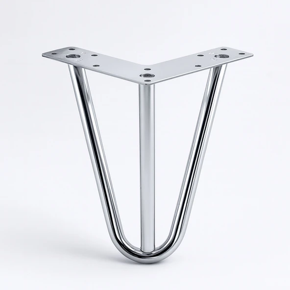 4 Adet Mobilya Ayağı Üçgen Modern Tasarım Koltuk Sehpa Masa TV Ünitesi Uyumlu 12 cm Krom Gümüş Metal - Resim 6
