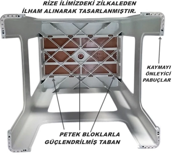 Çelik Ayna Zilkale Büyük Boy Çok Amaçlı Dayanıklı Tabure Beyaz+Kahve-252 - Resim 6