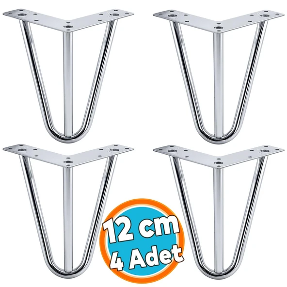 4 Adet Mobilya Ayağı Üçgen Modern Tasarım Koltuk Sehpa Masa TV Ünitesi Uyumlu 12 cm Krom Gümüş Metal ürün görseli