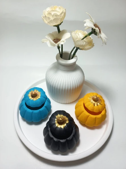 Tabaklı 3'lü Mini Balkabağı Vazo Dekoratif Set Random Dekor ürün görseli 1