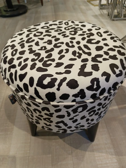 MERCAN MOBİLYA LEOPAR DESENLİ  PUF BENCH YUVARLAK PUF - 3