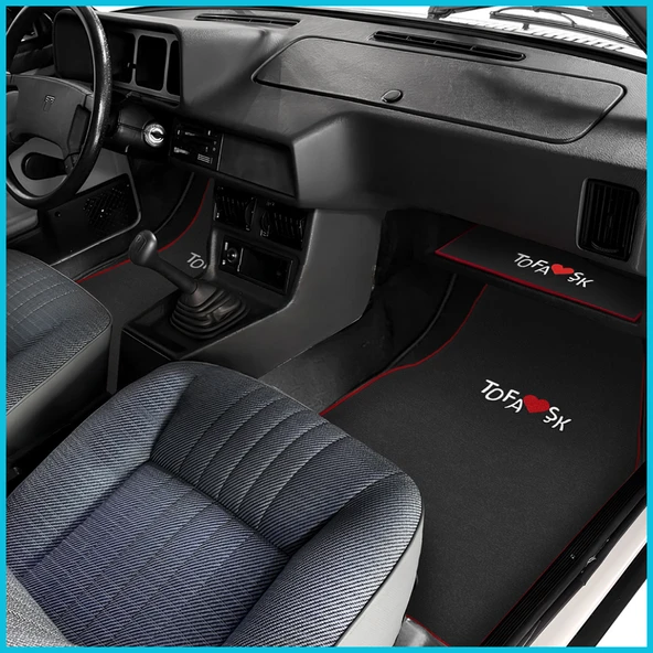 Tofaş Şahin Doğan Kartal Nakışlı Siyah Renk Oto Halı Paspas & Tofaş Siyah Torpido Alt Kaplama Örtüsü - Resim 3