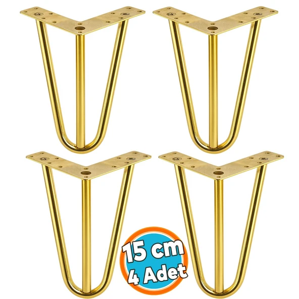 Mobilya Ayak Ayağı Üçgen Modern Tasarım Koltuk Sehpa Masa TV Ünitesi 15 cm Gold Altın Metal 4 Adet ürün görseli