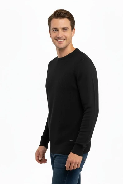 Erkek Sıfır Yaka Kazak Petek Örgü Klasik Kalıp 5243C BGL-ST04859 - Resim 9