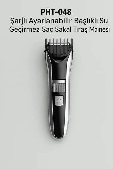 PHT048 Şarjlı Ayarlanabilir Başlıklı  Su Geçirmez Saç Sakal Tıraş Makinesi