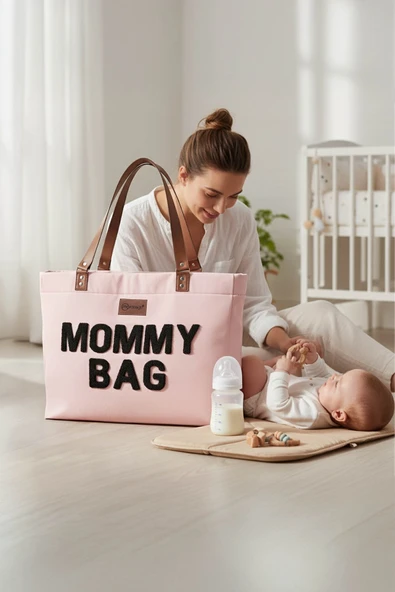 Panama Bag,Anne Bebek Bakım Çantası,Mommy Bag,Cüzdan Hediyeli, XL Büyük Boy, Essential Edit Serisi, Pudra - 3