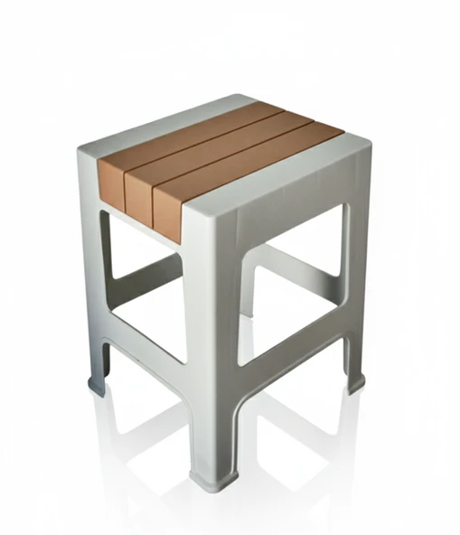 Çelik Ayna Zilkale Büyük Boy Çok Amaçlı Dayanıklı Tabure Beyaz+Kahve-252 ürün görseli