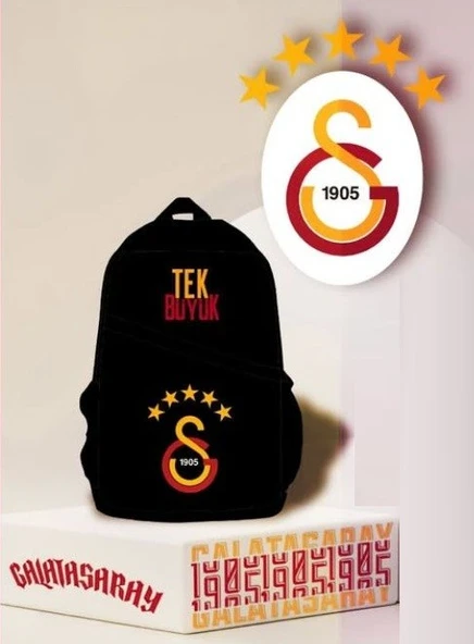 Galatasaray 5 Yıldız Detaylı Koleksiyon Siyah Sırt Çantası ürün görseli